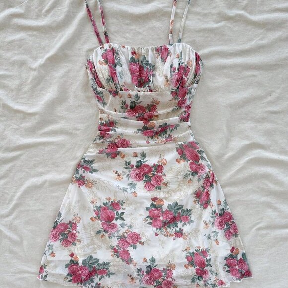 Apricot Boho Women's Floral Print Vacation  Flowy Slip Dress - Picture 5 of 6